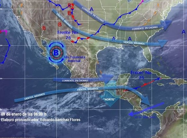 Permanecerá evento de “Norte” en el Istmo y Golfo de Tehuantepec, ambiente muy frío y lluvias en Oaxaca por Sistema Frontal 26