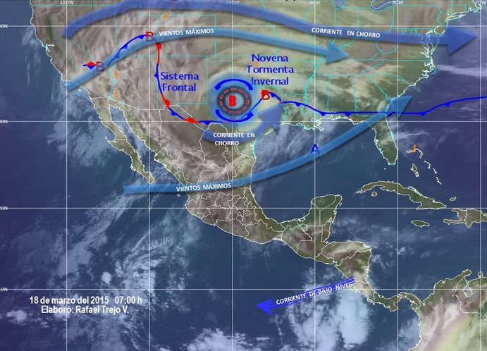 Se prevé potencial de lluvias fuertes sobre los estados del sureste del territorio nacional