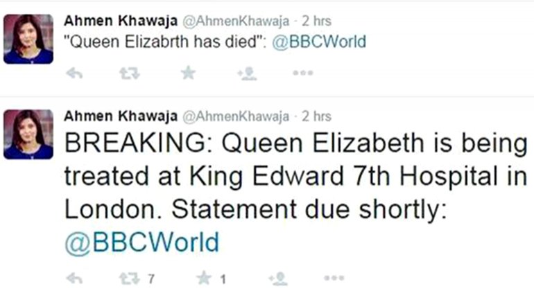 El tuit que obligó a BBC a pedir perdón: «La reina Isabel ha muerto»