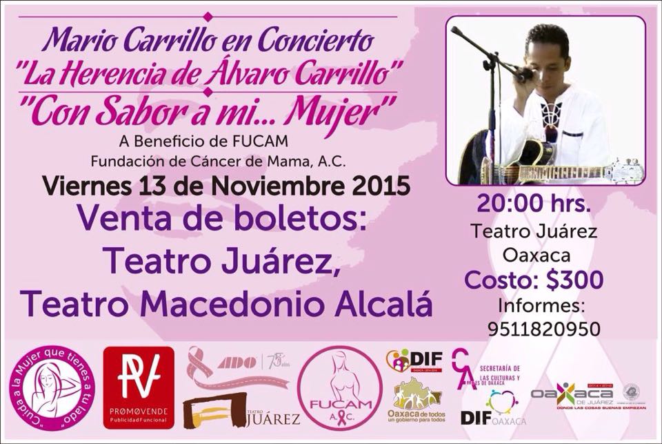 Ofrece Mario Carrillo concierto en #Oaxaca para apoyar lucha vs cáncer de mama