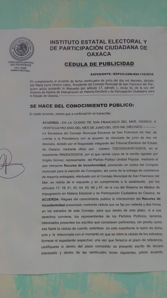 Exige PUP mediante impugnación invalidar elección en San Francisco del Mar