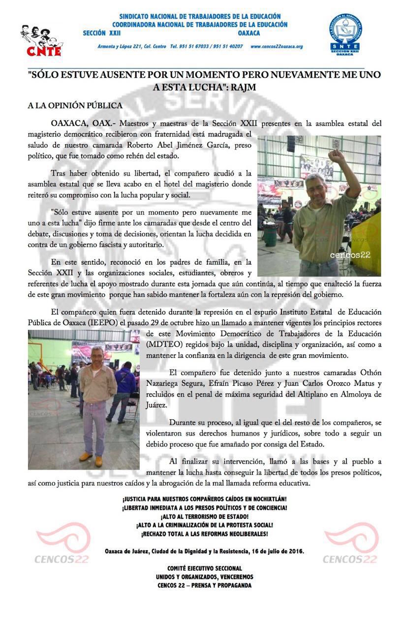 Liberan a dos maestros de la S-22; entre ellos, al tesorero acusado de lavado de dinero