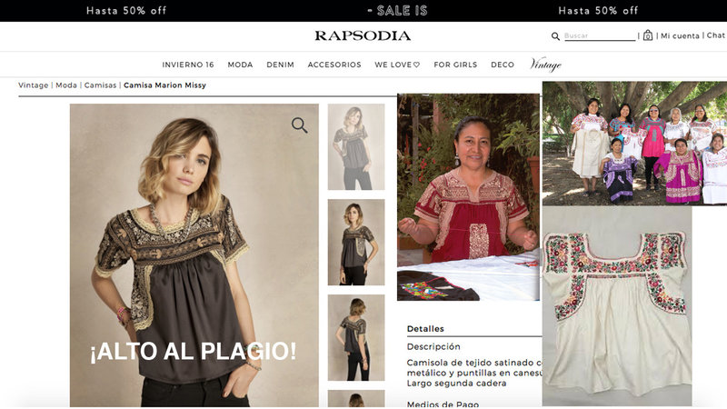 Marca argentina plagia diseño tradicional de la blusa zapoteca de San Antonino Castillo Velasco