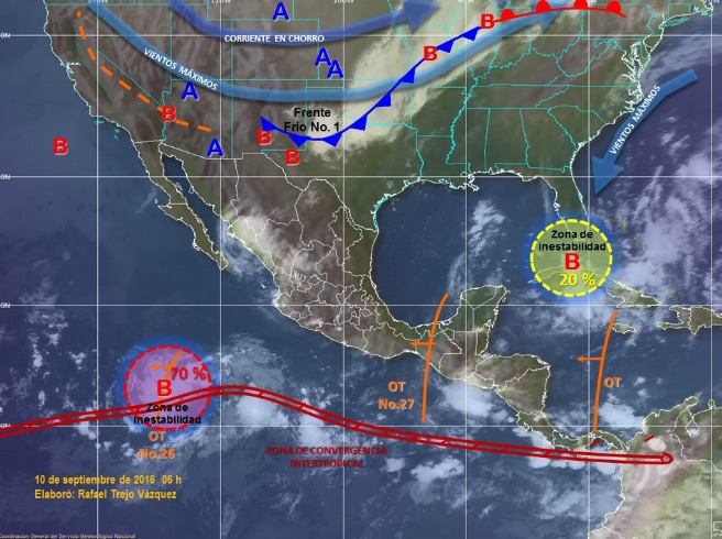 Onda tropical 27 propiciará tormentas puntuales fuertes en Oaxaca