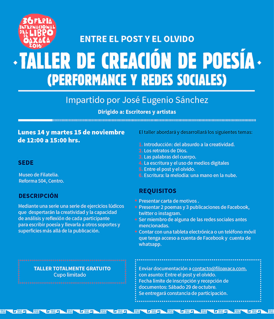 FILO 2016 ofrece taller gratuito para creación de poesía vinculada a redes sociales