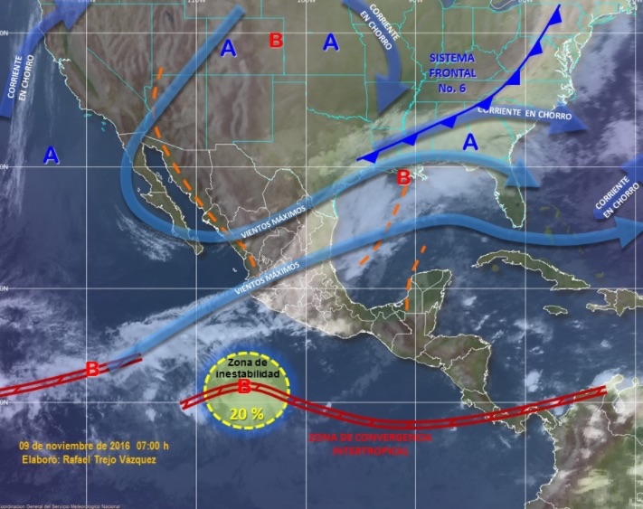Frente frío 6 propiciará potencial de tormentas fuertes en Oaxaca