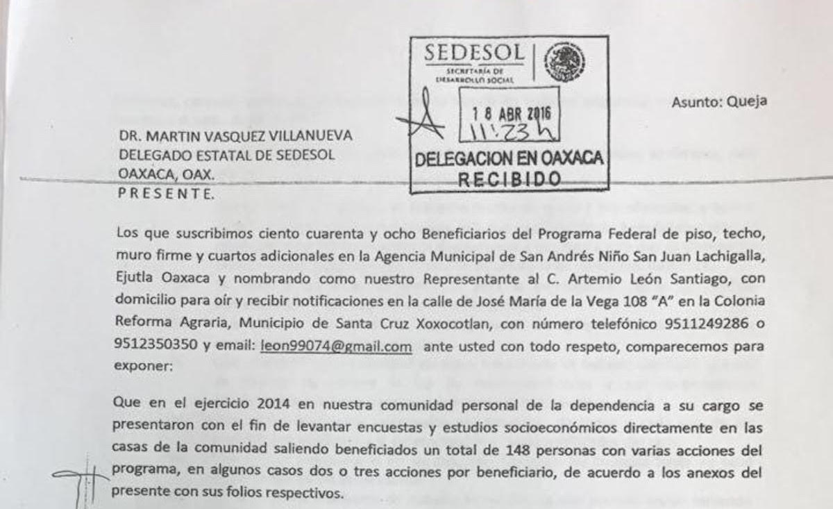 Ex Subdelegada de Sedesol defraudó a Sn. Juan Lachigalla con más de 5MDP