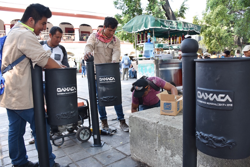 Colocan las primeras 200 papeleras en el Centro Histórico de la capital