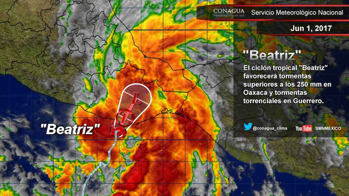 Llega Beatriz a Oaxaca; zona de prevención desde Salina Cruz hasta Pto. Escondido