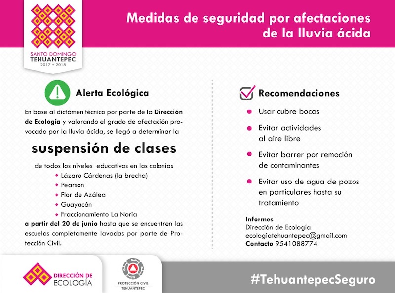 Alerta ecológica en Tehuantepec por lluvia Acida