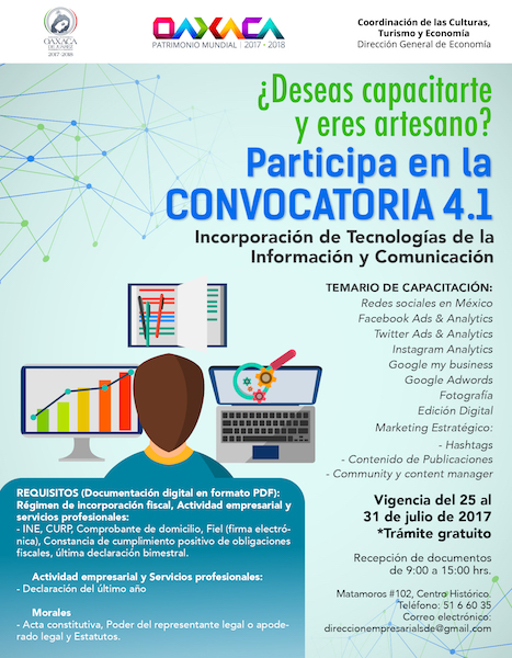 Invitan a artesanos a inscribirse en la Convocatoria 4.1 de Fortalecimiento Empresarial