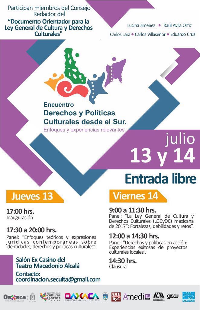 Realizará Seculta Encuentro Derechos y Políticas Culturales desde el Sur
