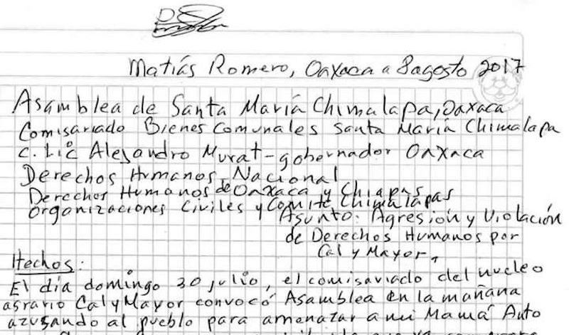 Con carta, indígenas de Chimalapas piden ayuda al gobernador Murat; enfrentan agresiones de Chiapas