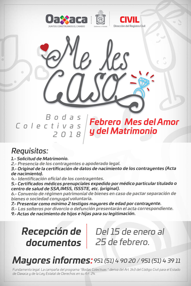 “Me les Caso”. Inicia Registro Civil del Estado convocatoria para Bodas Colectivas Gratuitas durante el mes de febrero