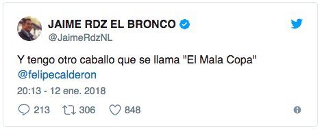 ‘El Bronco’ insinúa que Felipe Calderón es un ‘mala copa’