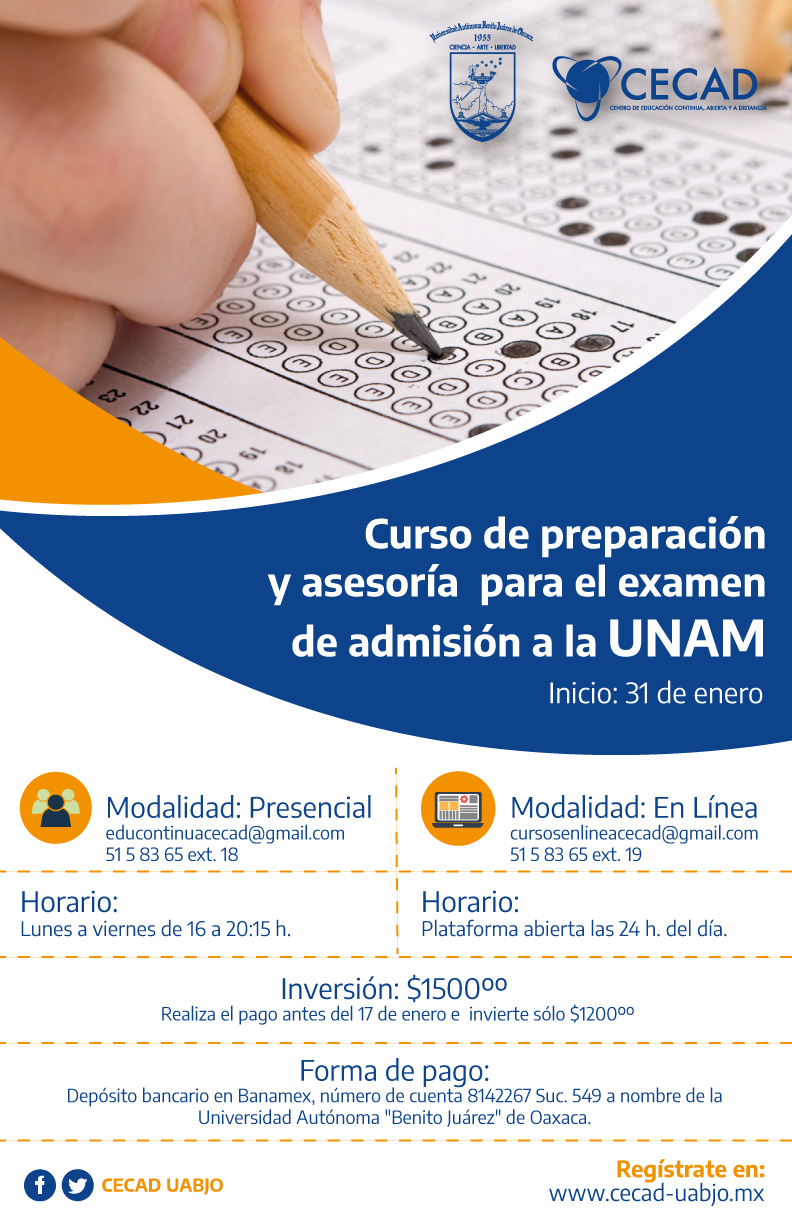 CECAD abre inscripciones a Bachillerato Abierto y Curso de preparación a la UNAM