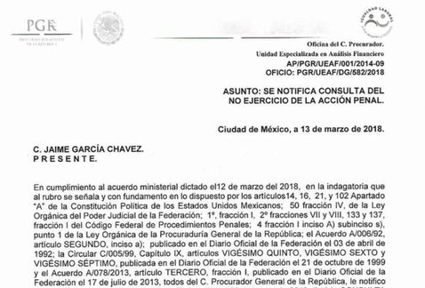 PGR no irá contra César Duarte por acusación de 2014