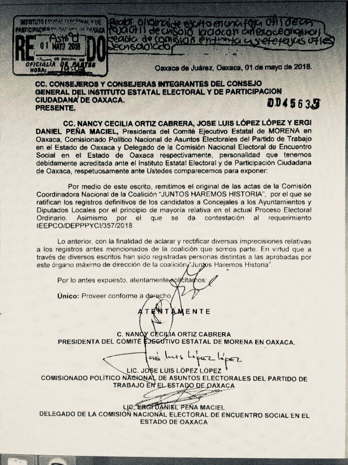 Líder de Morena divide coalición Juntos Haremos Historia; uniteralmente cambia candidatxs, denuncian
