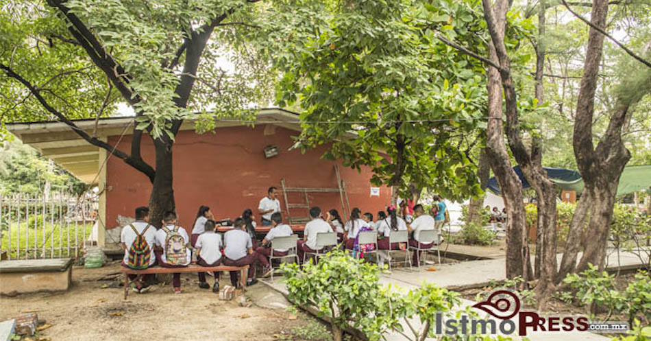 Copas de los árboles, el techo escolar de miles de estudiantes en Juchitán