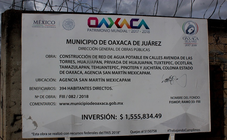 Ejecuta Municipio Capitalino obras de pavimentación y agua potable en San Martín Mexicapam