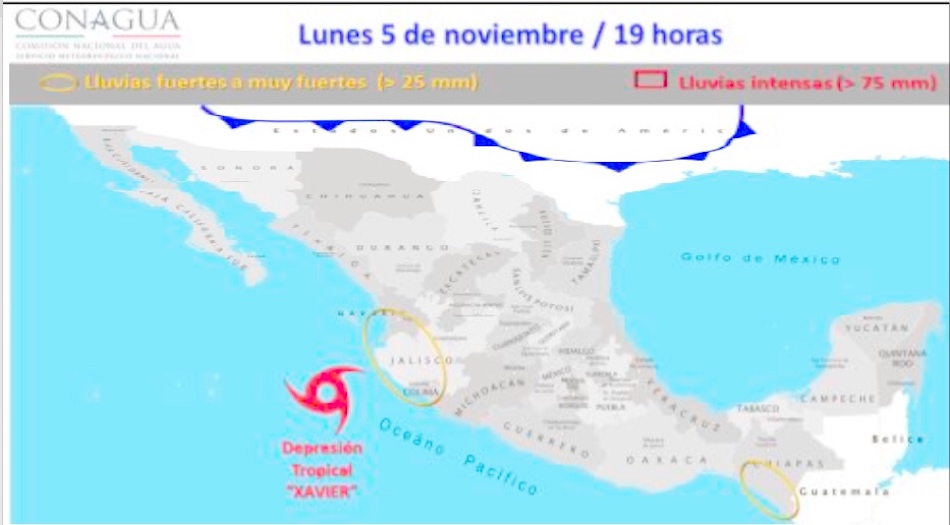 Lluvias aisladas en la Sierra Sur, Mixteca, Costa y Valles Centrales