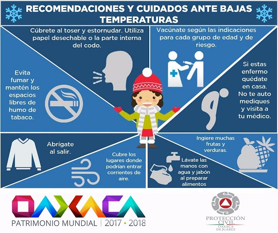 Exhortan tomar acciones preventivas por frentes fríos