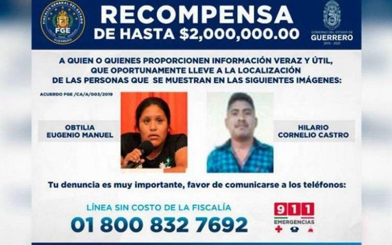 Reportan la localización con vida de los activistas indígenas Obtilia Eugenio e Hilario Cornelio