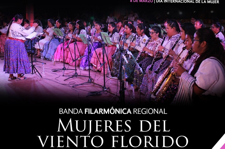 Llegan desde Tlahuitoltepec, las Mujeres del Viento Florido