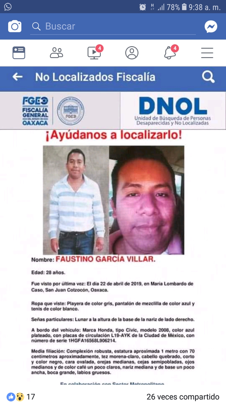 Desapariciones en María Lombardo, madre denuncia el secuestro de su hijo