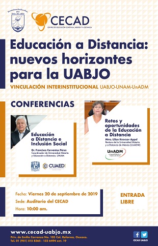 CECAD-UABJO invita a conferencias magistrales sobre educación a distancia