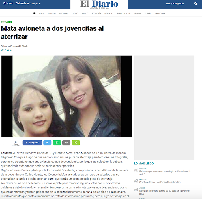 Noticia del accidente de dos mujeres jóvenes en Chínipas pagina 3