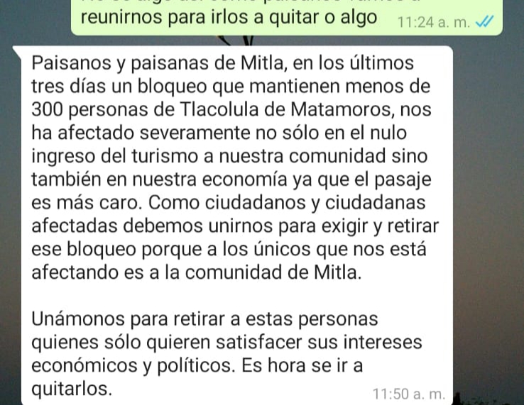 Convocan a retirar bloqueo en Tlacolula de Matamoros; concesionarios del transporte triplican sus tarifa
