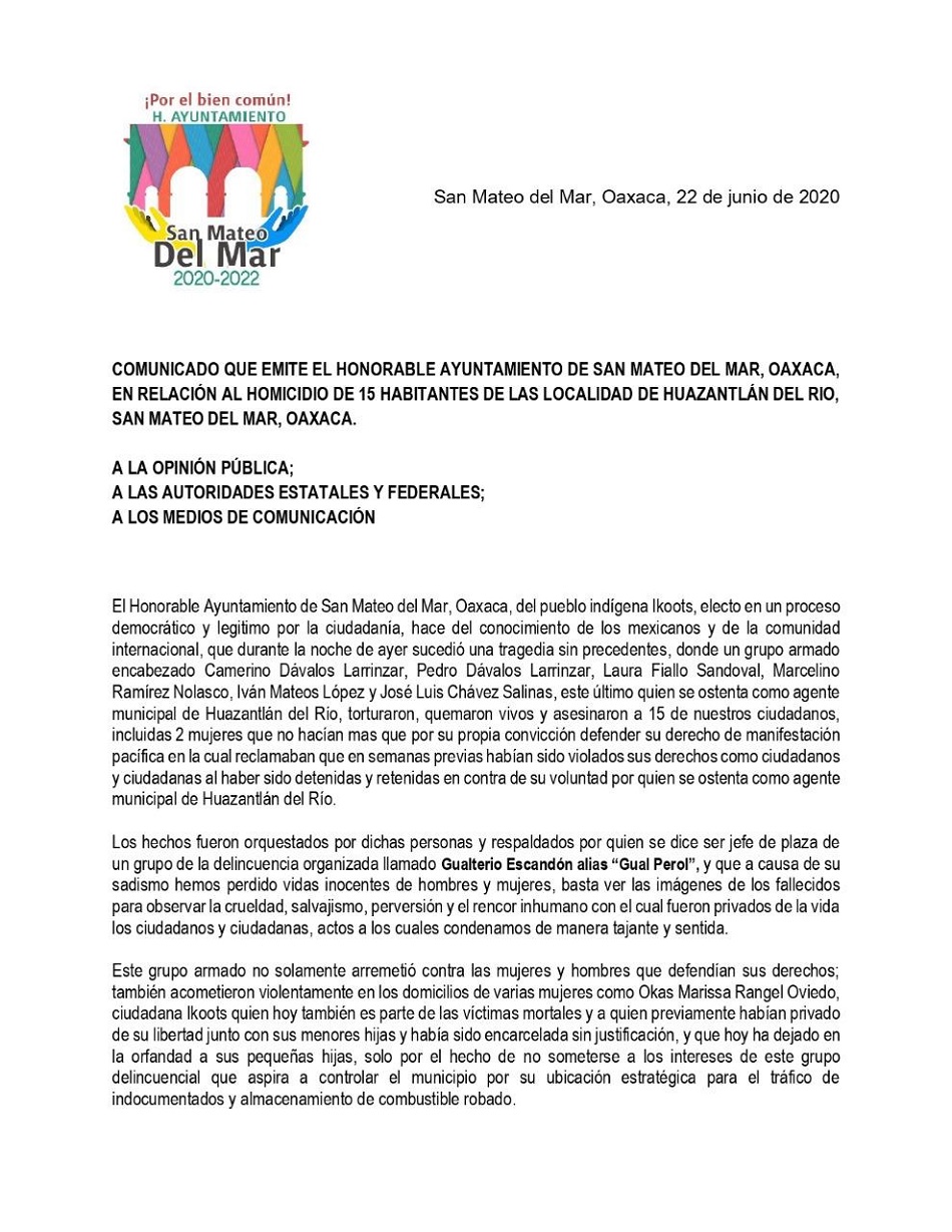 Torturaron y quemaron a 15 indígenas en Istmo de #Oaxaca, confirman autoridades; Ni la Guardia Nacional pudo contener la violencia: autoridad de San Mateo