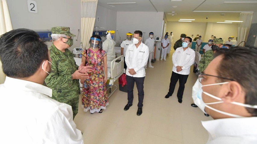 Murat hace «caravana con sombrero ajeno» al inaugurar Hospital Covid construido por Grupo México