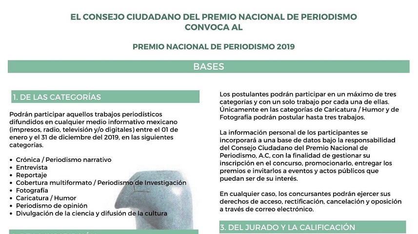 Lunes 13, último día para inscribir trabajo en el Premio Nacional de Periodismo