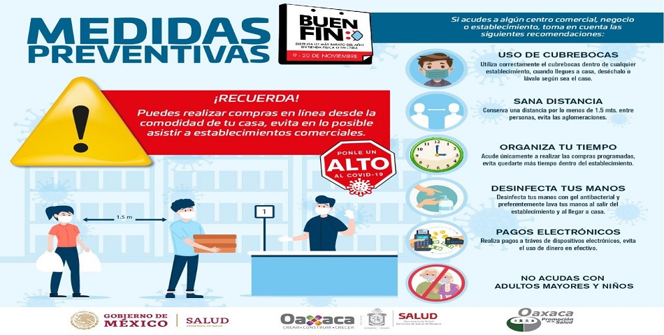 Exhorta SSO evitar aglomeraciones y procurar las medidas sanitarias durante el Buen Fin