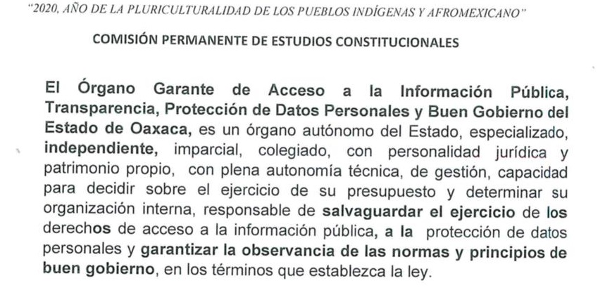 Congreso desaparece el IAIPO; crea Órgano Garante de Transparencia