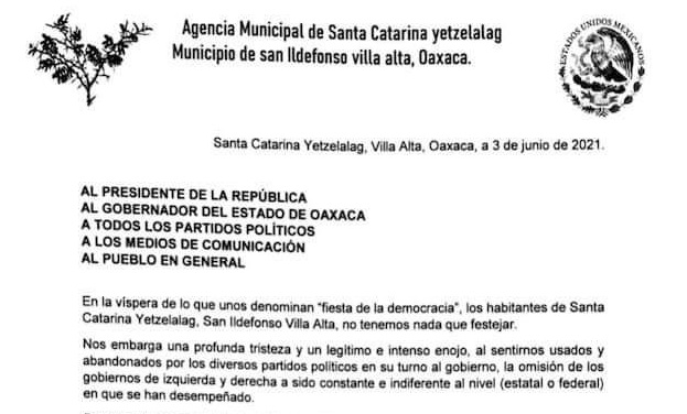 Cuatro comunidades de Oaxaca  no quieren elecciones: “No tenemos nada que festejar”