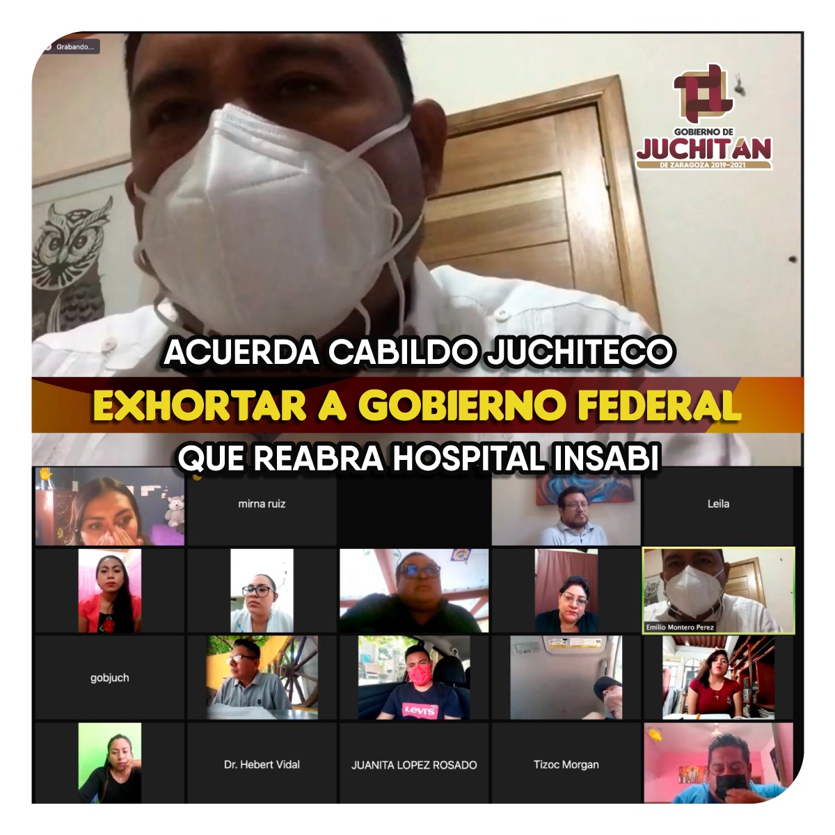 Acuerda cabildo juchiteco exhortar a gobierno federal que reabra Hospital Insabi