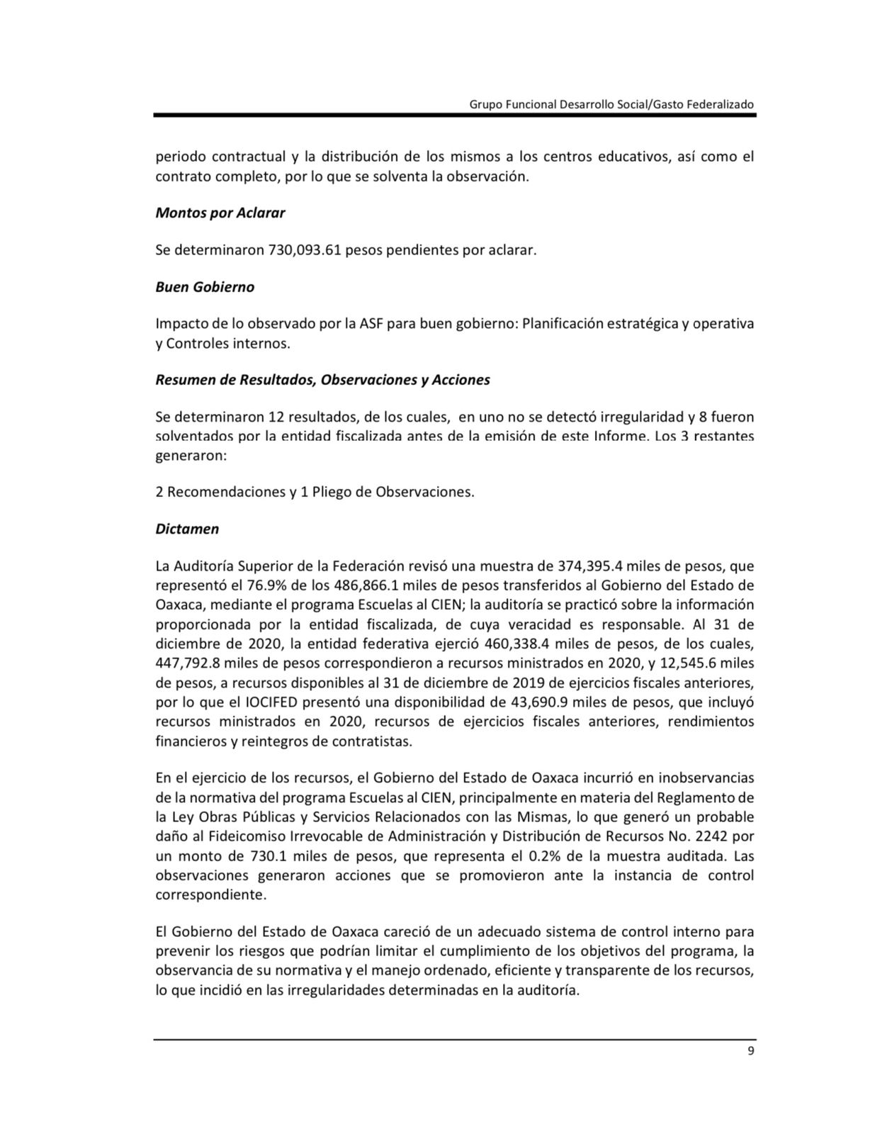 ASF solo observa 730 mil pesos a Oaxaca en cuenta pública 2020; ya fue solventado: SCTG