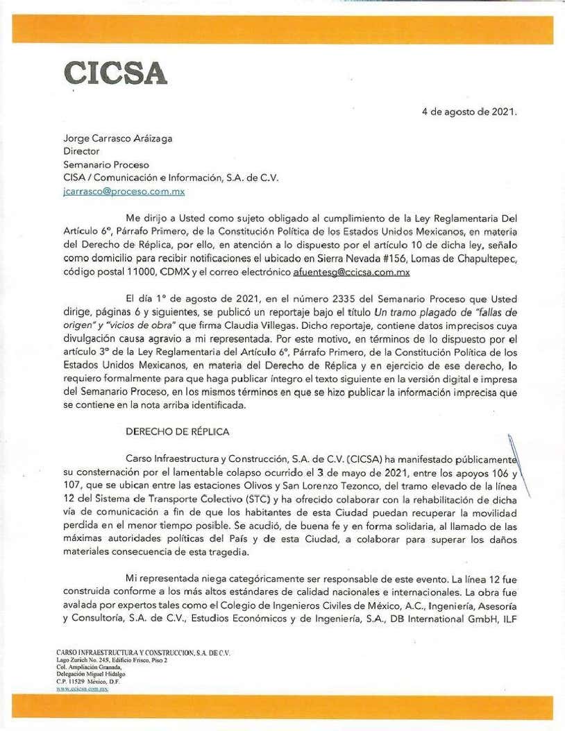 CICSA rehabilitará, pero niega ser responsable del colapso