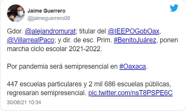 Después de 18 meses de permanecer cerradas, escuelas de Oaxaca abren puertas; 3,133 semipresenciales y 8,139 seguirán a distancia