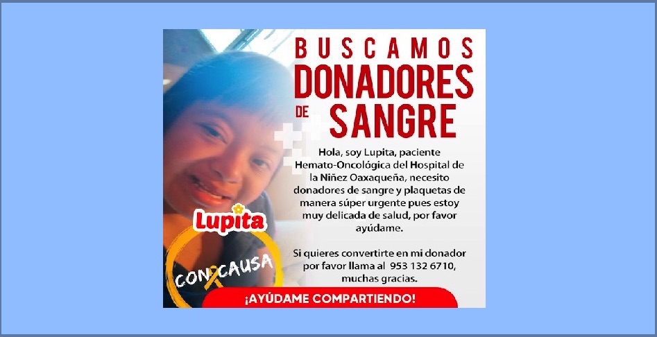Piden plaquetas para mixteca hospitalizada en la capital oaxaqueña
