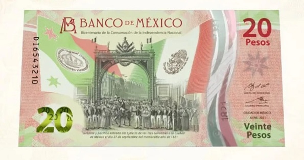 Banxico lanza nuevo billete de 20 pesos; alude a la Consumación de la Independencia