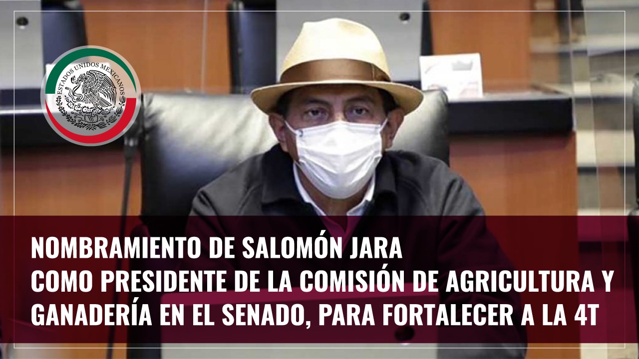 Nombramiento de Salomón Jara como presidente de la Comisión de Agricultura y Ganadería en el Senado, para fortalecer a la 4T