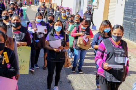 En Las Margaritas, trabajadoras del hogar marchan para exigir sus derechos laborales