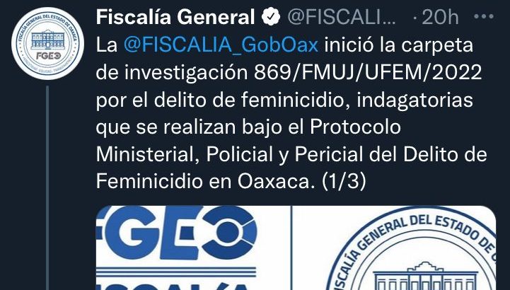 Fin de semana rojo en Oaxaca: ocurren los dos primeros feminicidios del 2022