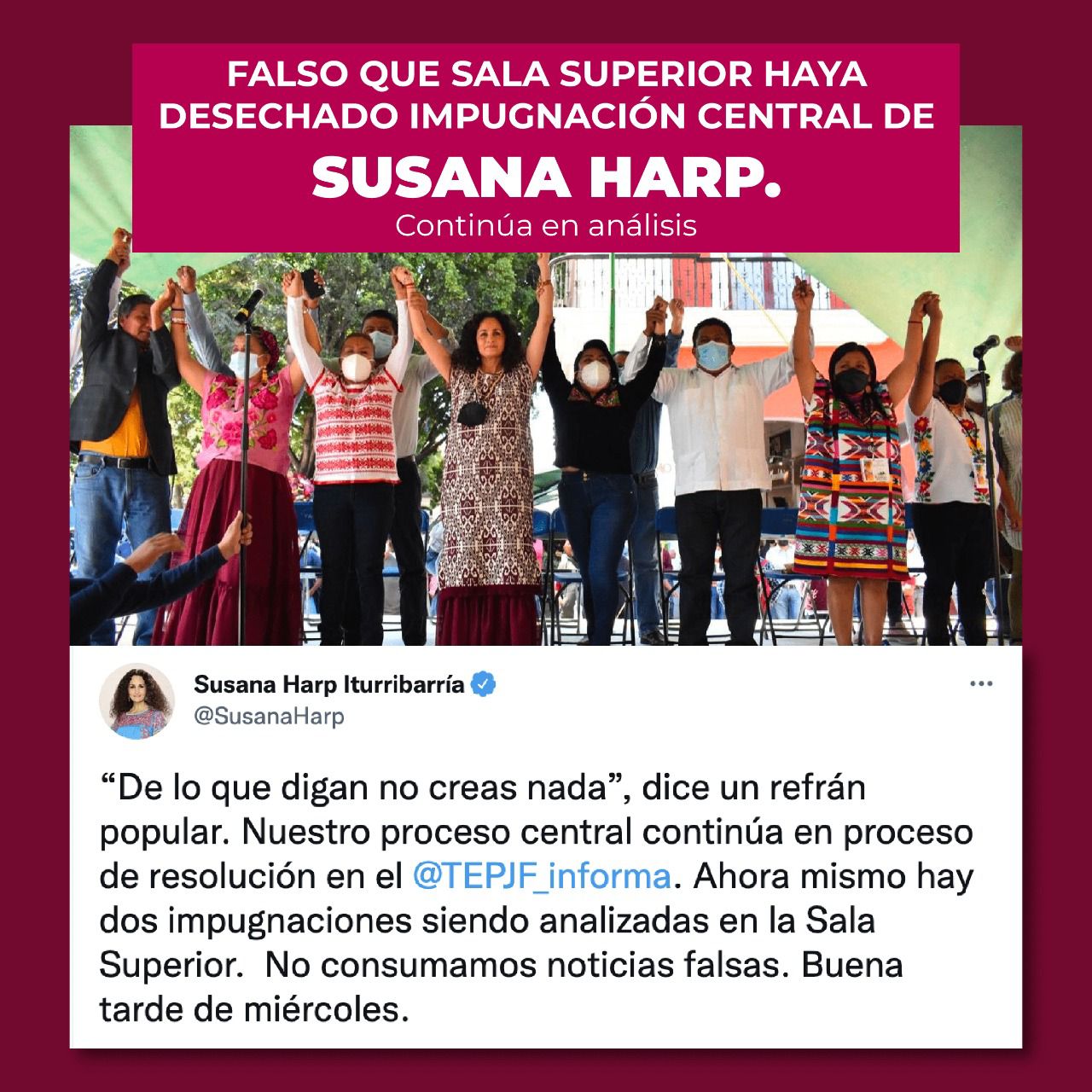 Proceso de impugnación de candidatura no ha concluido: Susana Harp