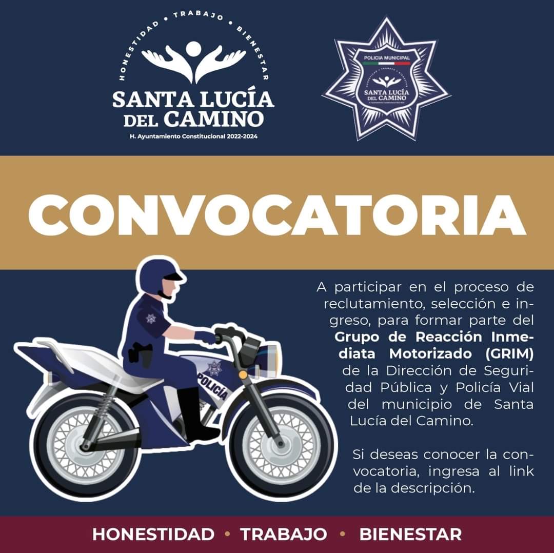 Se parte de la Policía motorizada (GRIM) de Santa Lucía del Camino