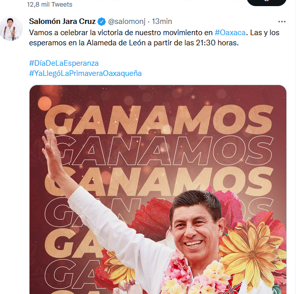 “Enterramos a uno de los últimos bastiones del viejo régimen”: Salomón Jara al declararse virtual gobernador de Oaxaca